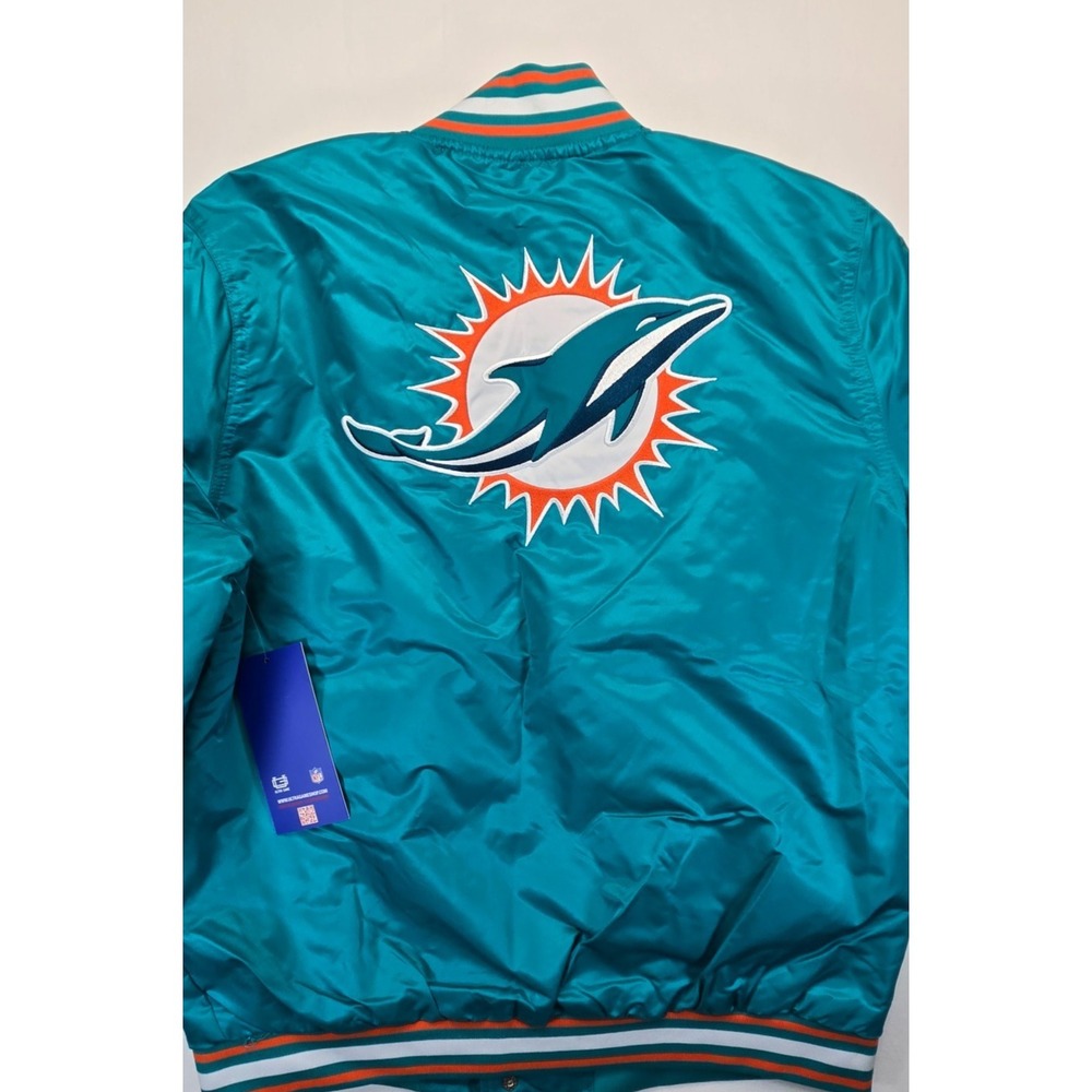Miami Dolphins NFL Satin Bomber Jacket Ultra Game Mens Size L New With Tags - Picture 6 of 7